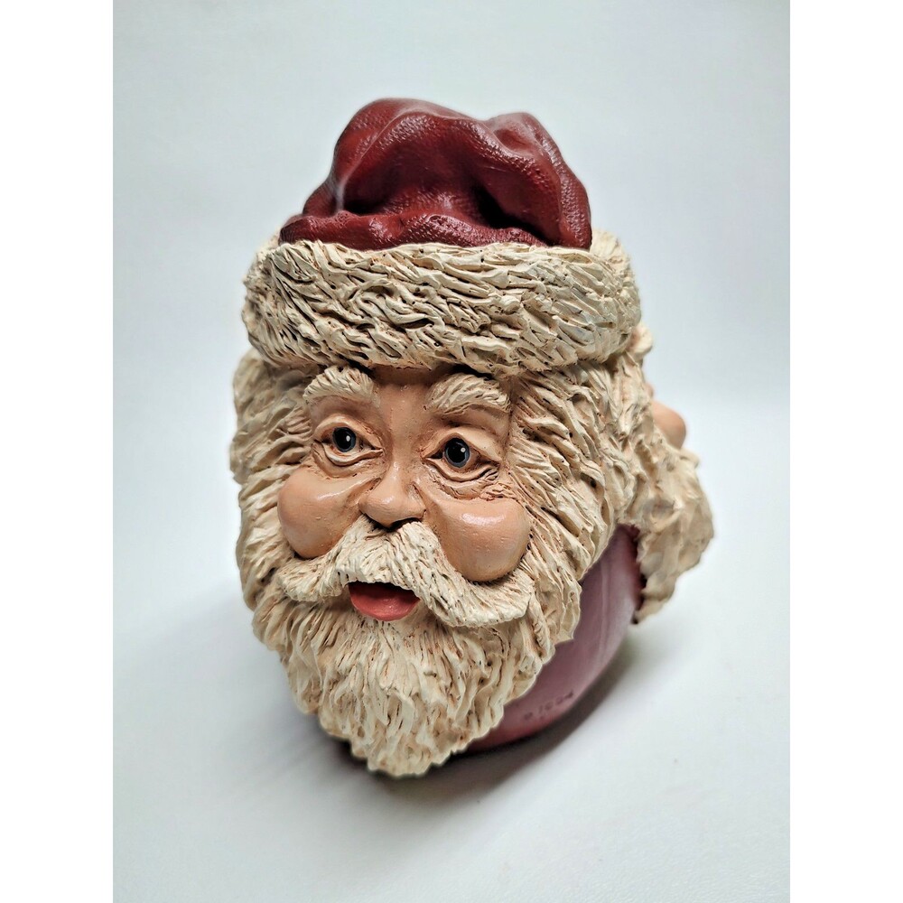 Vintage 3 Faces of Santa Claus Ol St. Nick Sculpture Christmas Decor Signed 6"